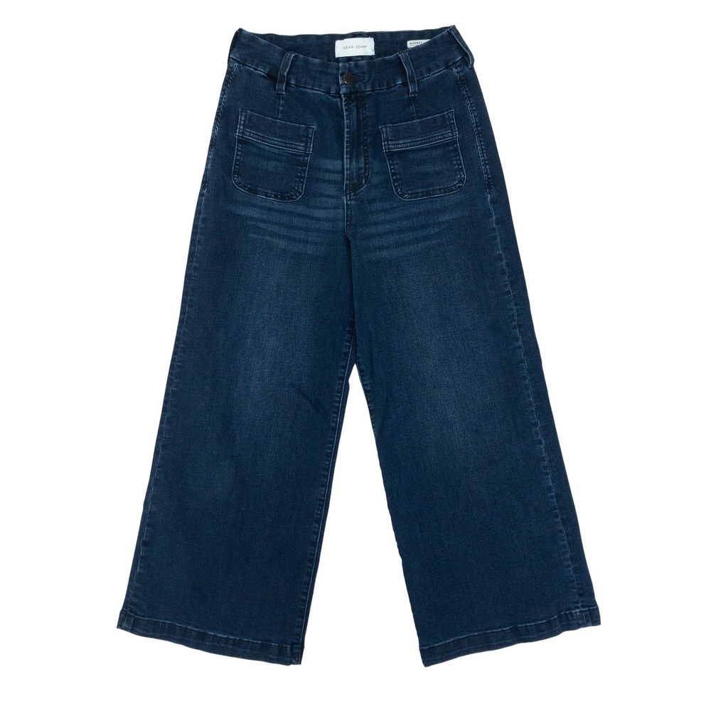 Dear John Audrey‎ Wide Leg Jeans Womens 27  Blue High Rise Patch Pocket Cropped
